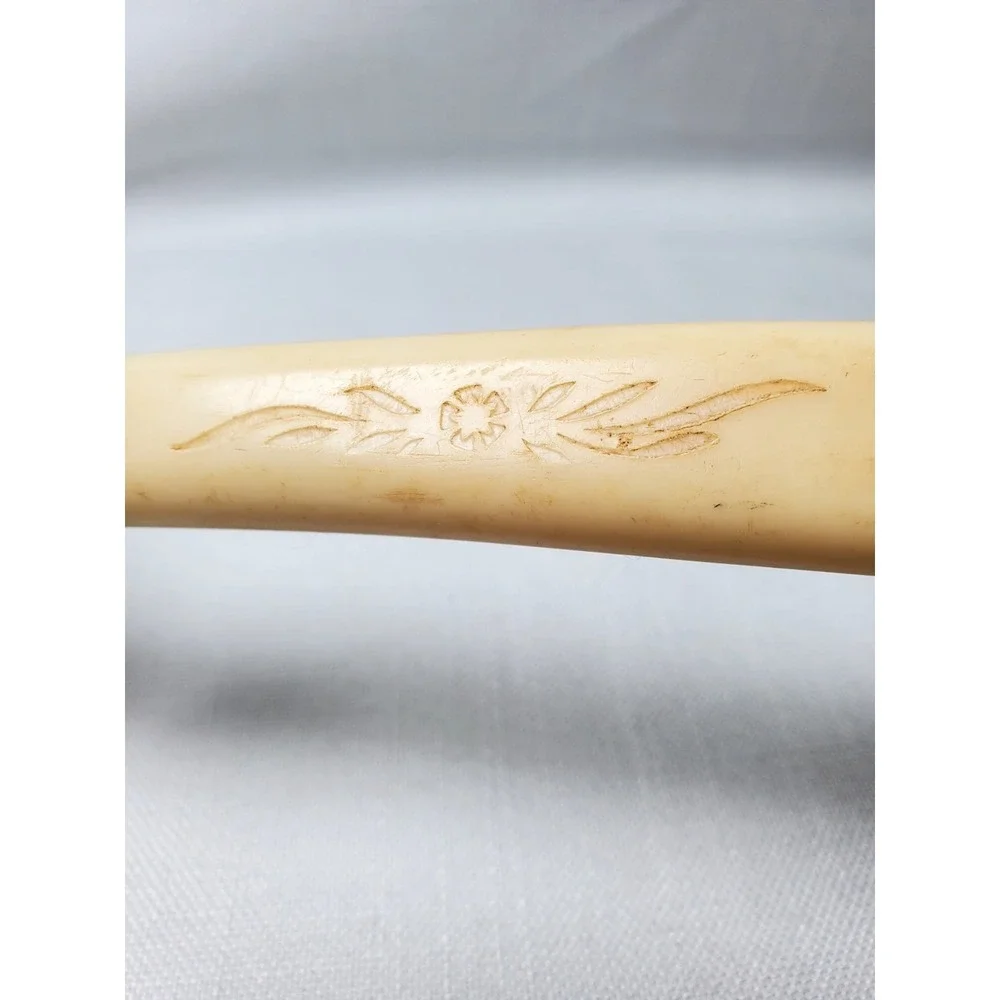 Vintage 1960s Miracle Worker Frozen Food Knife Carved Ivory Floral Handle MCM‎